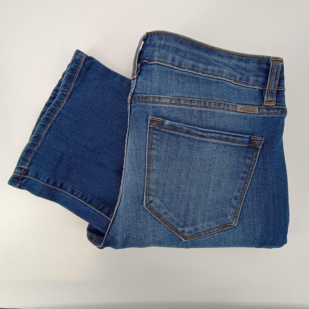 KanCan Jeans Flare Leg Distressed Mid Rise Womens 28 Blue Denim Stretch